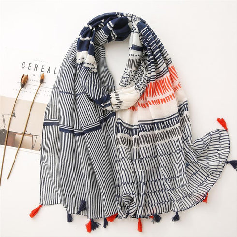 Small Fresh Cotton and Hemp Scarf Bohemian Printed Scarf